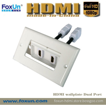 HDMI Wall Plate Dual Port Adapter with Built-in Flexible Extension Cables